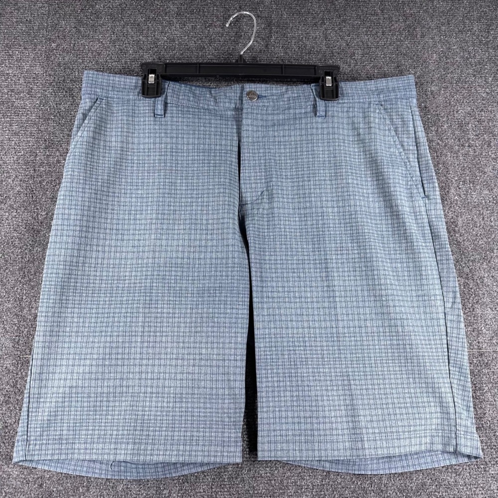Adidas Shorts Mens 38 Blue Grey Grid Pattern Golf Performance GU5103